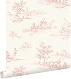 papier peint toile de jouy rose clair 50 x 900 cm   ESTAhome