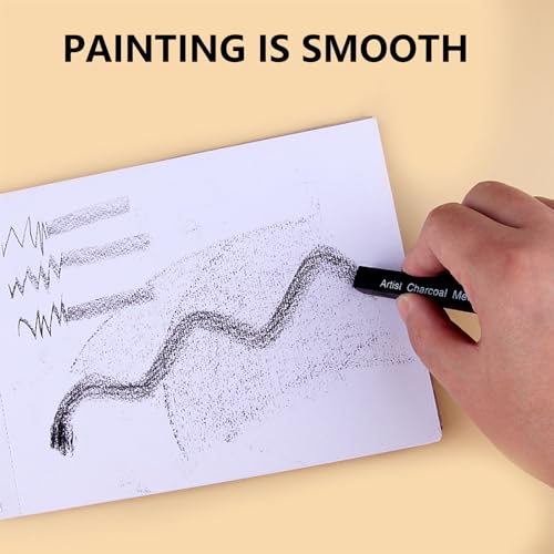 Gepresste Zeichenkohle, Zeichenkohle Set, Sketch Kohlestifte, Kohlestifte in Schwarz, Kohlestifte Set, Zum Malen, Skizzieren, Entwerfen, Kunst Verwendet, 12 Stück(4 Weich + 4 Mittel + 4 Hart)