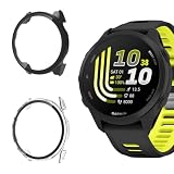 Vanrain Cover per Garmin Forerunner 170/170 Music/70, 2 Pezzi Custodia Protezione Totale Ultra Sottile Cover Rigida per PC Schermo con Pellicola Vetro, Transparent+Nero