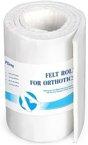 Pllieay Adhesive backed felt rolls, 1/4" thick orthopedic felt roll, 6" x 1.1 yd, quality wool rayon blend to provide cushioning and