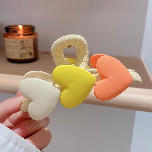Pinza para cabello corazón amarilla y blanca miniatura 5