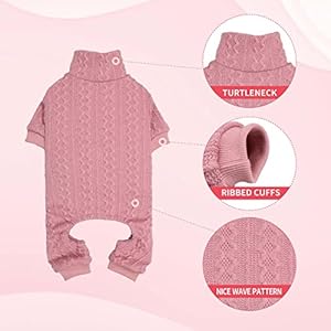 Dog Sweater Turtleneck Knitted Dog Clothes Solid Color Puppy Sweater Warm Cat Sweater Dog Sweaters for Large Dogs (Pink & L)