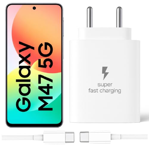 Image of 25W Type-C Charger with Cable Compatible with Samsung-Galaxy M47 5G | Super Fast Charger Adapter for S23 /S24 /S25 /S21Fe /A14 /M17 /M06 /M07 /M05 /F05 /F15 /F06 /M36 /A55 / F17 /A16 /M16 /A56 /A36 /A35 /M34 /A26, White