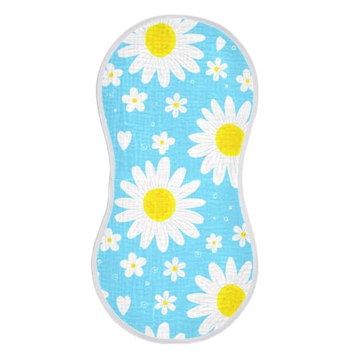 2 Pack Baby Burp Cloths, Soft Absorbent Burping Cloths for Babies, Cotton Milk Spit Up Rags, Large Size for Newborns, Baby Boys and Girls (Blue Daisy Field)2
