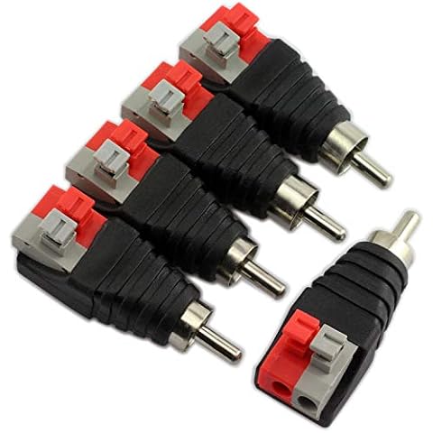 E-outstanding 5PCS Speaker Wire Cable to Audio Male RCA Connector Adapter Jack Plug Cover
