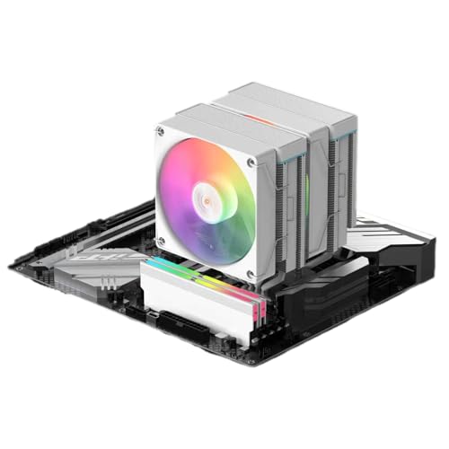 Image of IX20 ARGB Air Cooling Fan, Twin Tower CPU Cooler, White | 6 Copper Heat Pipes, 5.00 x 5.4 x 6.2 inches, AMD AM4 /AM5 and Intel LGA 115X /1200 /1366 /1700 /1851 /2011, 265W TDP