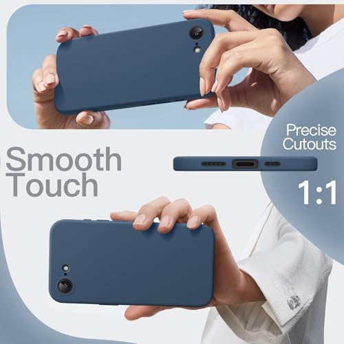 Image of JETech Liquid Silicone Cover Case for iPhone 17e (2026) / iPhone 16e, Silky Soft Touch Full-Body Protective Phone Case, Anti-Scratch Shockproof Cover with Microfiber Lining (Navy Blue)
