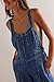 D-Sun Women Denim Overalls Wide Leg Bib Pants Adjustable Strap Sleeveless Jean Jumpsuit Backless Elastic Waist Rompers