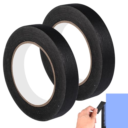 2 Rotoli Nastro per Mascheratura 20mm x 50m nastro carta imbianchino Autoadesivo Senza Residui e Facile da Rimuovere Scrivibile per Pittura, Decorazione, Ufficio, Carrozzeria e Lavori Fai da Te (Nero)