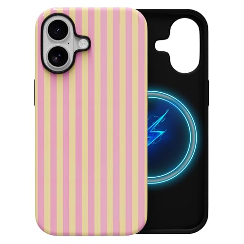 Coque antichoc iPhone 16 MagSafe double couche brillante à rayures