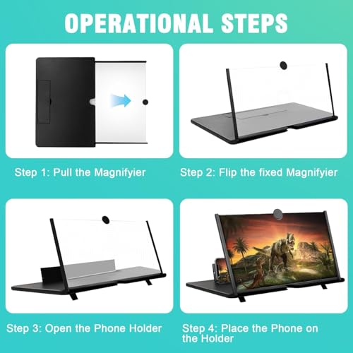 Divons 18 Zoll Handy vergrößerungs Bildschirm, Bildschirmlupe für Handy, 3D HD Bildschirm Handy vergrößerung, Anti-Blaulicht, Faltbarer, Handy Lupe für das Ansehen von Filmvideos