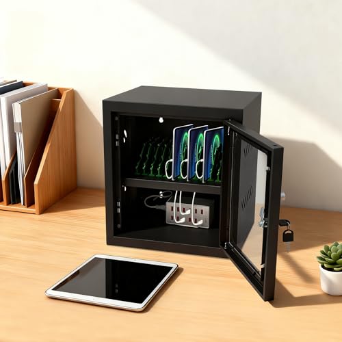 Image of 12-Device Charging Station, Charging Cabinet for Cellphones, Rechargeable Cellphone Locker Storage Charging Station, Locking and Charging Phone Storage Box, Cell Phone Charging Box