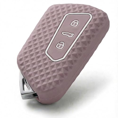 FOAMO Autoschlüssel Hülle Kompatibel mit VW, SEAT, Skoda, Cupra - Silikon Schlüsselhülle - Schutz für Autoschlüssel (Diamond Muted Pink)