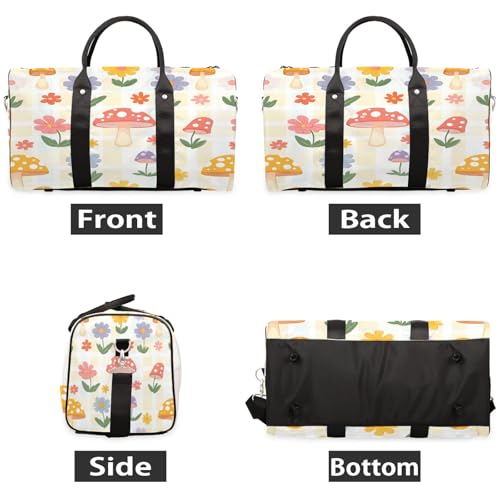 Mushroom Duffle Bag for Travel, Overnight Weekend Gym Carry On Luggage Bag, Cute Travel Duffel Bag for Men Women2