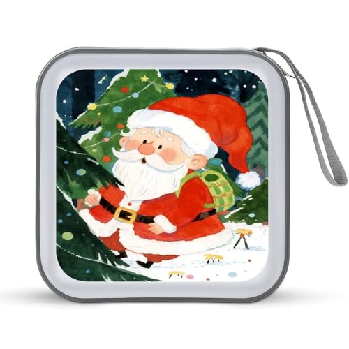 Étui pour CD de 40 capacités en plastique rigide Père Noël pour voyage
