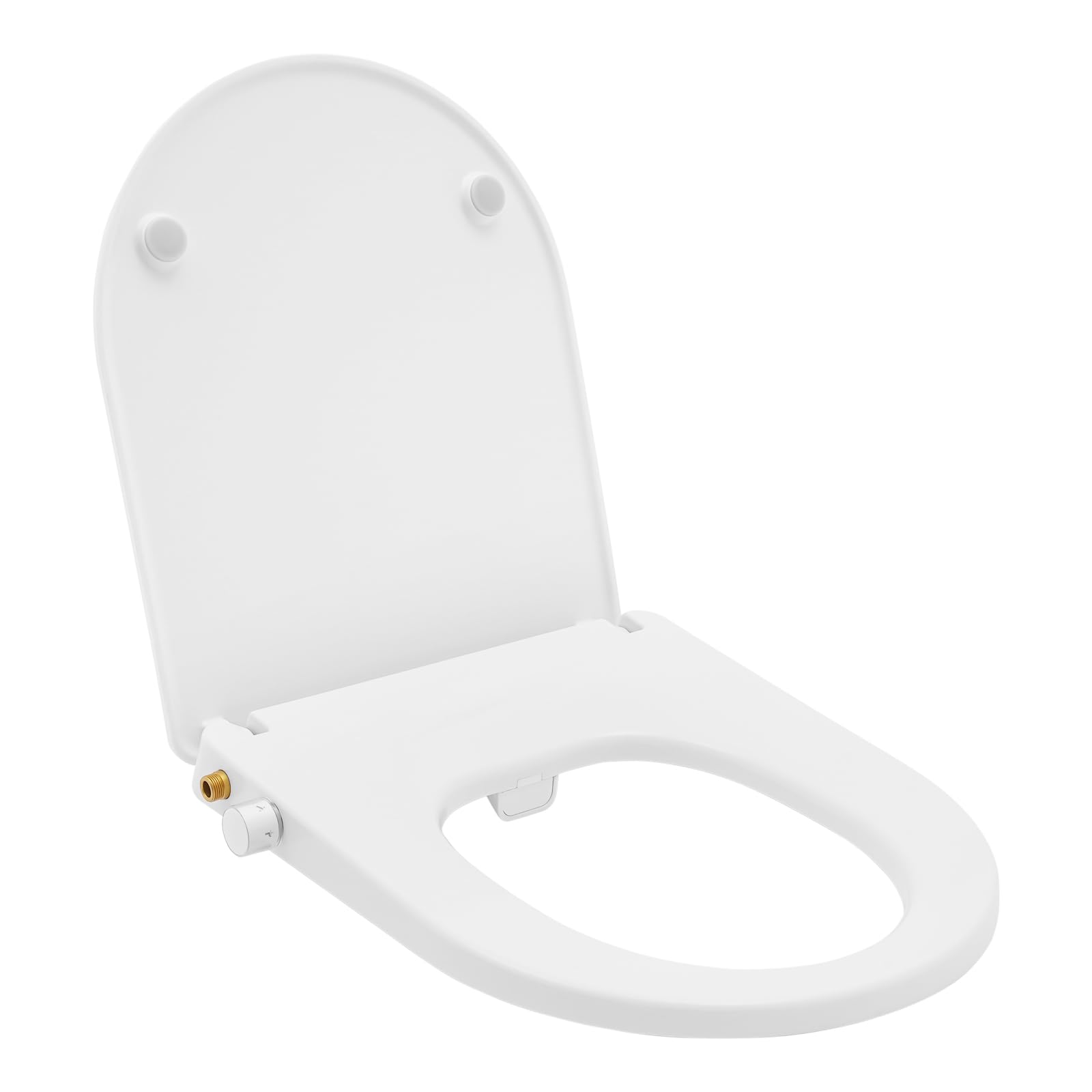 Coperchio WC con doppio ugello per bidet, sedile WC a forma di O, con spray ad acqua, design a bottoni, modalità risciacquo e preriscaldamento, bianco