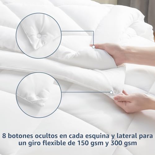 Miniatura 6 de Wavve Edredón Relleno Nórdico Cama 80 4 Estaciones - Bedding Edredón Reversible Doble 150 300 Gr M De 135x200 Cm Fibra Suave Y Antiacaro, Caliente Y Cómodo Blanco