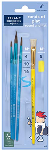 Lefranc & Bourgeois Educación - Set de 3 Pinceles de pelo de pony + 1 Grátis para pintura para niños
