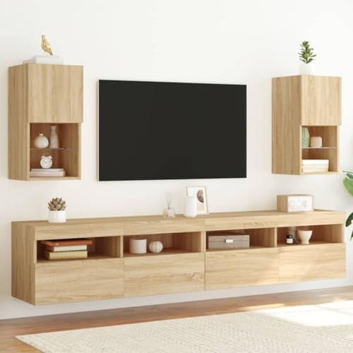 Genérico Muebles de TV con Luces 2 uds Roble Sonoma 30,5x30x60 cm,Muebles TV-836992