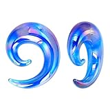 Stuppendux 2Pcs Blue Art Glass Tapers Spiral Shape Ear Tunnels Plugs Gagues Stretchers for Women Men 1/2'(12MM)