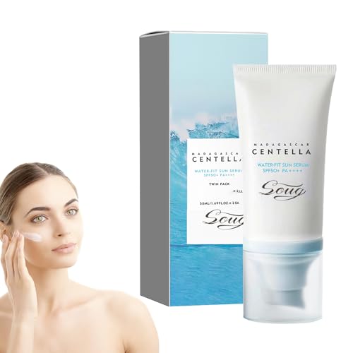 Centella Sunscreen, Skincare Moisturizing, PA++++ Water-fit Sun Serum, SPF 50 Madagascar Centella Face Sunscreen, Non Sticky Refreshing UV Defense