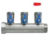  colector calefaccion m-h 1\" 3 salidas macho 3/4\" cromo llave roja
