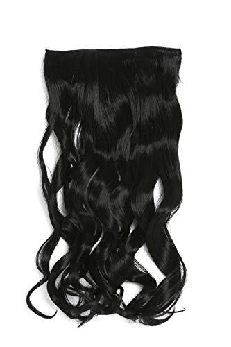 WIG ME UP-YZF-3180-1 Toupet Extension Larga 5 Clip Ondulata Nero 25x50 cm
