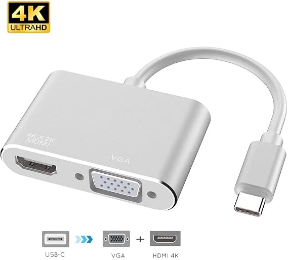 Alfais 4366 USB Type-C To HDMI VGA 3.1 4K Çevirici Dönüştürücü Adaptör