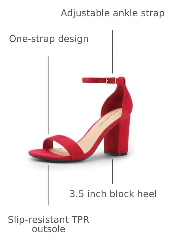 Image of DREAM PAIRS Heels for Women Chunky Block Heel Open Toe Ankle Strap 3.5 Inch Heeled Sandals for Party Date Wedding