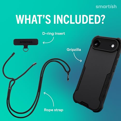 Image of Smartish iPhone Air MagSafe Case + Crossbody Lanyard Strap - Magnetic Protective Case - Heavy Duty Armor Cover + Universal Detachable Shoulder Neck Strap for Apple iPhone Air - Black Tie Affair