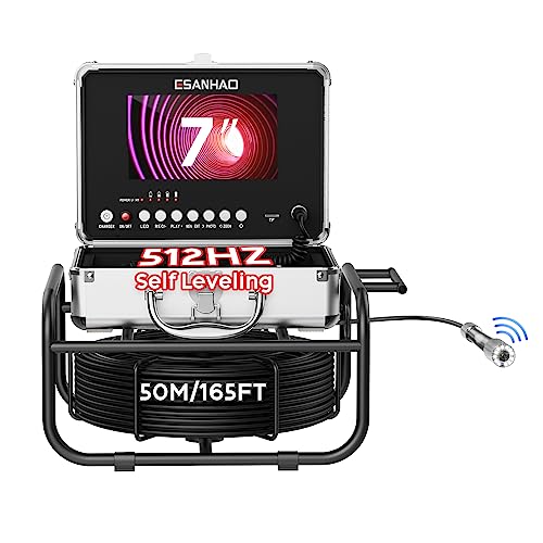 Sewer Camera with 512Hz Sonde Transmitter Borescopes Self-Leveling Inspection Camera 1080P HD 7
