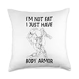 Funny Fat Guy For Men Overweight Person Humor Im Just Wearing Body Armor Funny Fat Guy For Men Throw Pillow, 18x18, Multicolor
