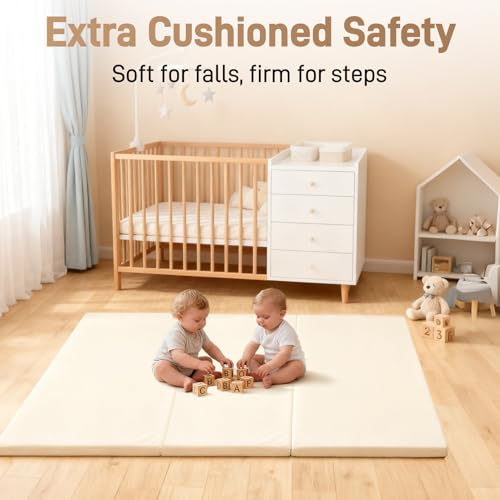 Image of Ultra Soft Baby Play Mat for Floor 1.4 inch Thick Memory Foam 70x79 Playpen Mat for Toddlers Infant Kids with Non-Slip Backing Safe for Crawling, Water-Repellent Leather for Tummy Time, Tatami Style(Grey)