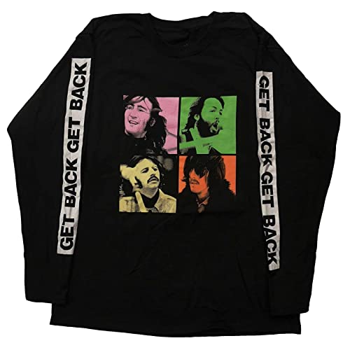 The Beatles – T-shirt Get Back Studio Shots à Manches Longues pour Adultes Unisexe, Noir , XL - Les Beatles, Paul McCartney, John Lennon, RIngo Starr, George Harrison The Beatles - T-shirt Get Back Studio Shots à Manches Longues pour Adultes Unisexe, Noir , XL