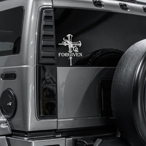 Noizy Graphics Forgiven Nails Cross Christian Car Sticker Truck Window Vinyl Decal Color: White