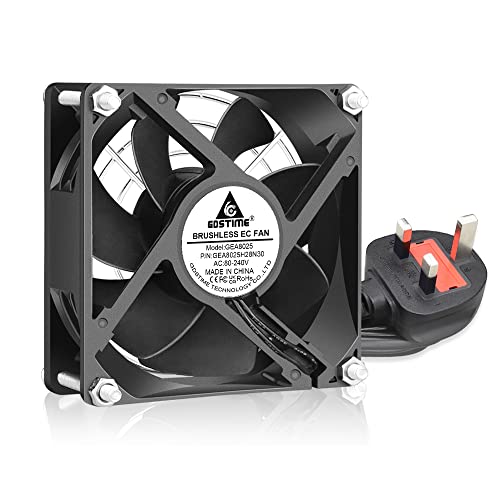 GDSTIME 80mm Computer Fan 220V 80 x 25mm EC AC 240V PC Fan 230V Brushless Axial Cooling Fans