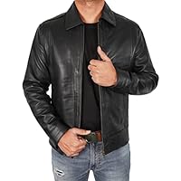 III-FASHIONS Real Lambskin Black Leather Biker Jacket for Men – Vintage Dress Motorcycle Coat | John Reeves, L