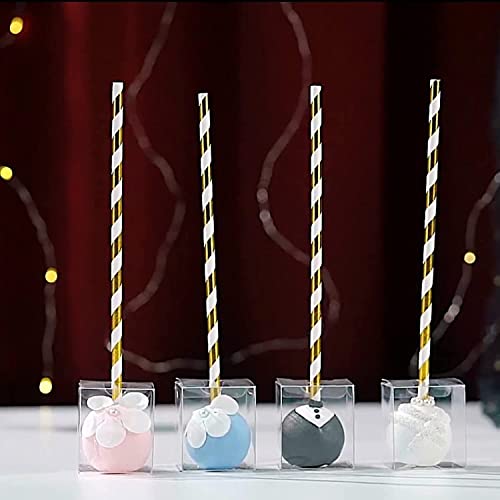 Romanticbaking 100 Pack 1 3/4" X 1 3/4" X 2" Individul Single Cake Pop Box With Hole And Ribbonsmall Gift Boxes Mini Plastic Boxes Treat Boxes Candy Boxes #TOP2