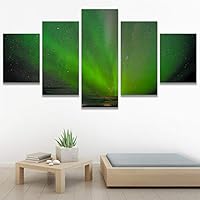 SIGNWIN 5 Panel Canvas Wall Art Astronomy & Space Contemporary Cosmic Dramatic Green Group Photography Realism Ultra for Home Decorations Ready to Hang - 60