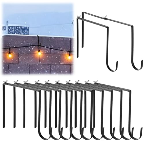 LEIFIDE 10 Pcs Large Adjustable Outdoor Light String Metal Hooks for Cinder Block Concrete Wall Fences Hangers No Drill Outdoor Light String Hooks for Cinder Block Concrete Wall and Fence(6-11 Inch)