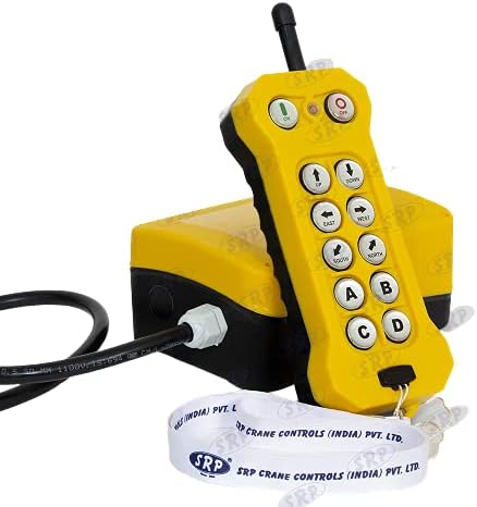 Single Speed Crane Wireless Radio Remote Control 6 Push Button Switch Industrial Channel Electric Lift Hoist Radio Switch Receiver (10+2) Button- 24V DC