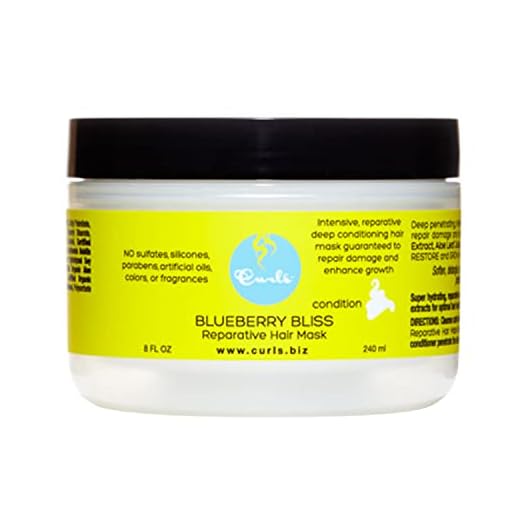 Curls Blueberry Bliss Reparative Hair Mask - Deep Conditioning - Repair, Protect, Restore, and Grow Your Detangle and Moisturize Hair - All Curly Hair Types, 8 Fl Oz