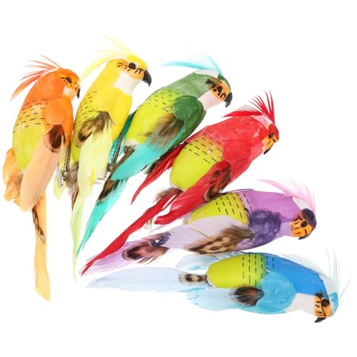 Abaodam 6Pcs Artificial Bird Artificial Birds Halloween Props Halloween Decor Pirate Parrot Bird Tree Ornaments Parrot for Pirate Costume Foam Artificial Bird Decoration Fake Bird