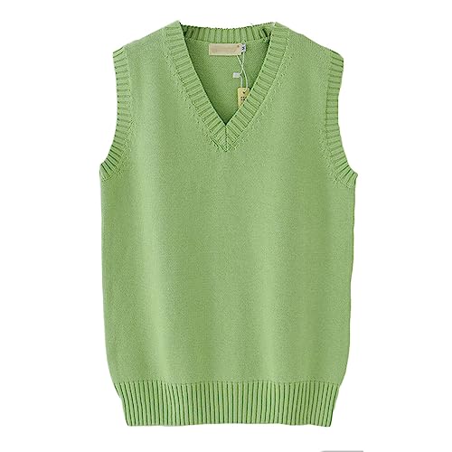 Men Women Knitted Cotton V-Neck Vest JK Uniform Pullover Sleeveless Sweater School Cardigan