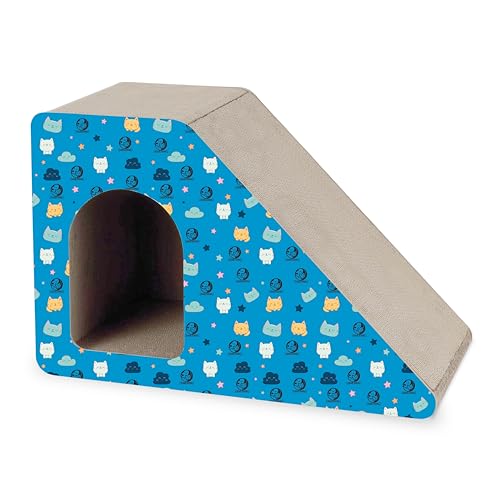 Image of Foodie Puppies Cat Scratcher Pad with a Catnip and 18 Screws for Cats & Kittens - (Inclined Play House) | Durable Corrugated Scratching House, Easy to Assemble | Furniture Protection, Play & Relax