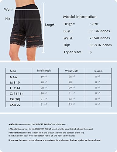 Subuteay Culottes Slip For Women Lace Snip-It Pettipants Bloomer Half Slip Shorts Loose Pajama Pants Black Large #TOP6