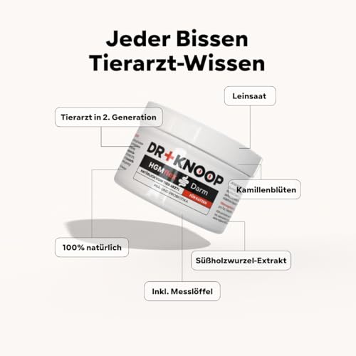 HGM Darmpulver Katze – Probiotika & Präbiotika zur Unterstützung der Darmflora nach Gabe von Wurmkur, Antibiotika, Durchfall & Blähungen, entwickelt und geprüft von Tierarzt Dr. Knoop – 90g