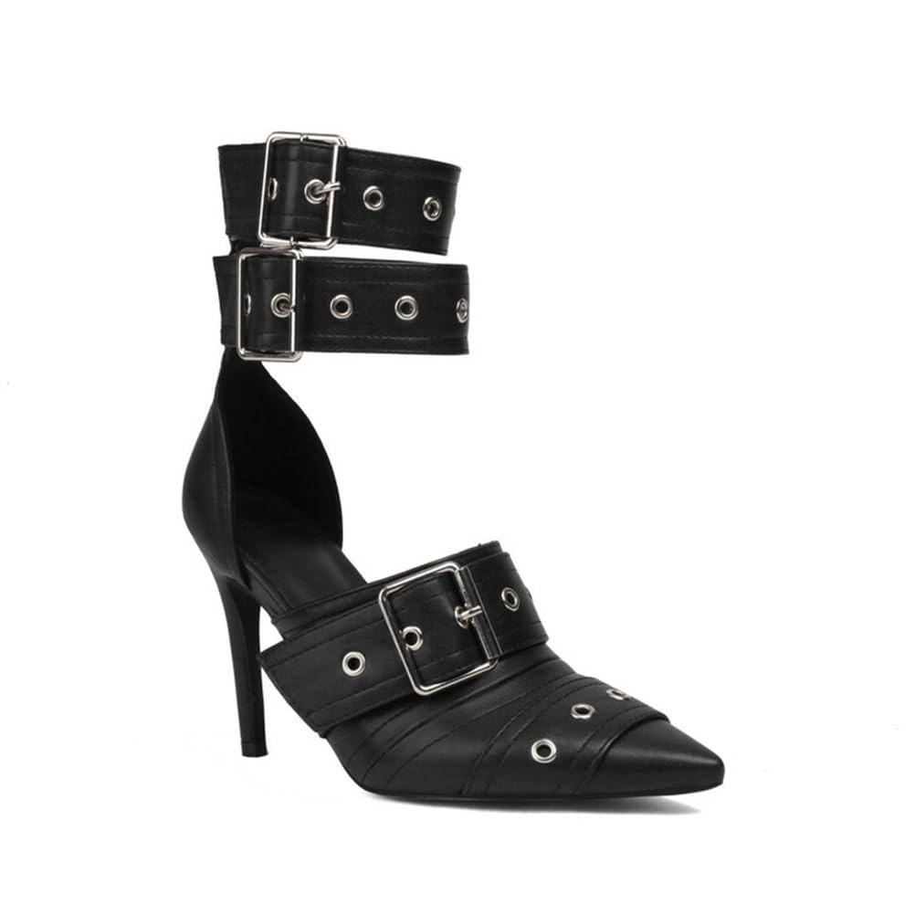 Talons Hauts pour Femmes 10CM/3.9IN, Bout Pointu fermé, Bride à la Cheville, Escarpins Sexy pour Mariage et soirée