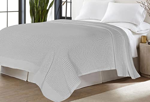 Couverture cellulaire coton bio Superking gris drapé luxe - 2