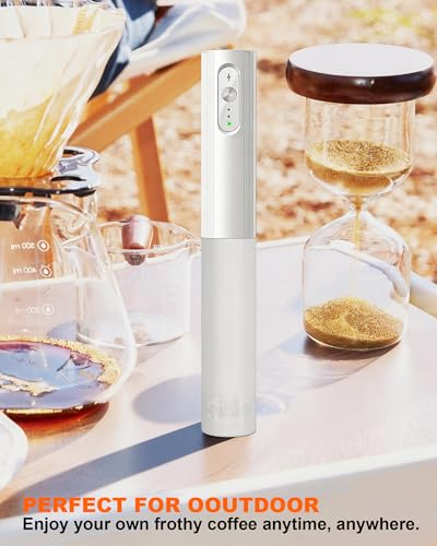 Image of 3-Speed Rechargeable Milk Frother with Cover, Dual Coil Whisk Coffee Frother Handheld - Portable Hand Frother Wand for Coffee Matcha Cappuccino & Hot Chocolate, Kitchen Gift, White
